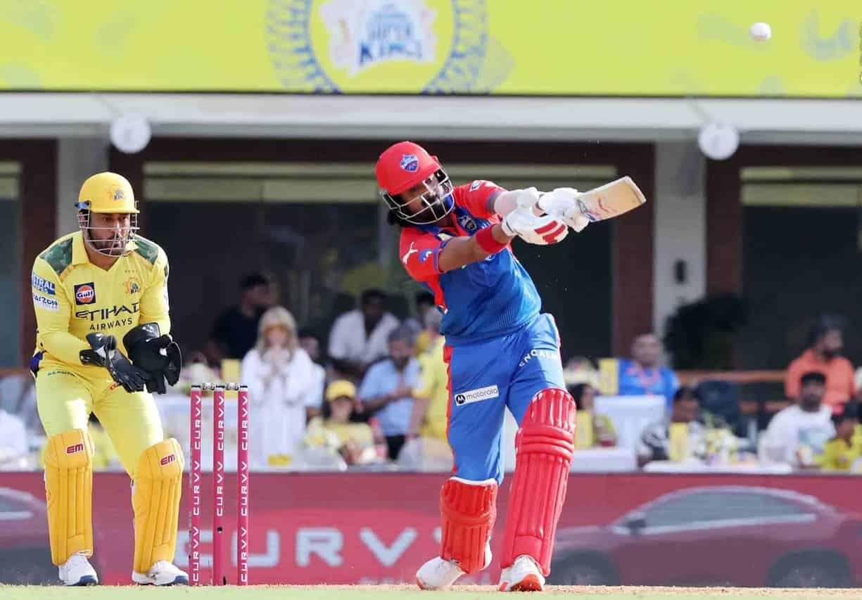 CSK vs DC IPL 2025 - KL Rahul and MS Dhoni during match at Chepauk Stadium